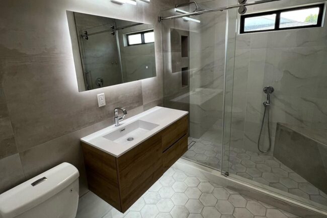 Statement Master Bathrooms with Advancements in Lighting Technology in Torrance, California